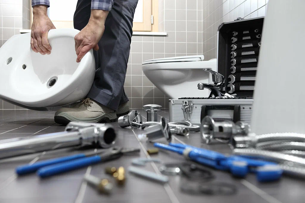 Plumbing tools prepared for a bathroom repair in Clearwater